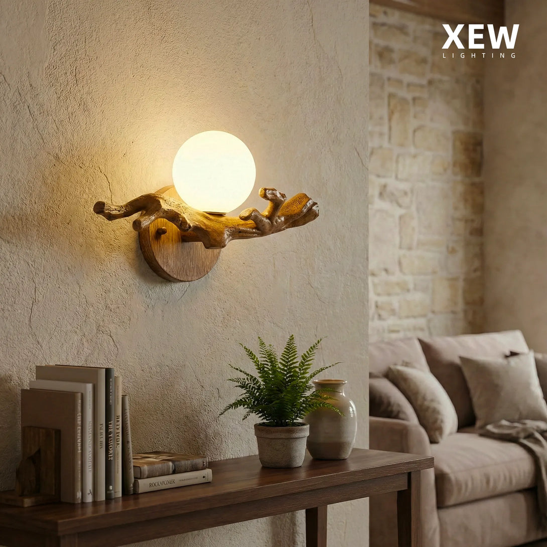 Organic Nature Wall Lamp | Wabi-Sabi Driftwood Style Sconce